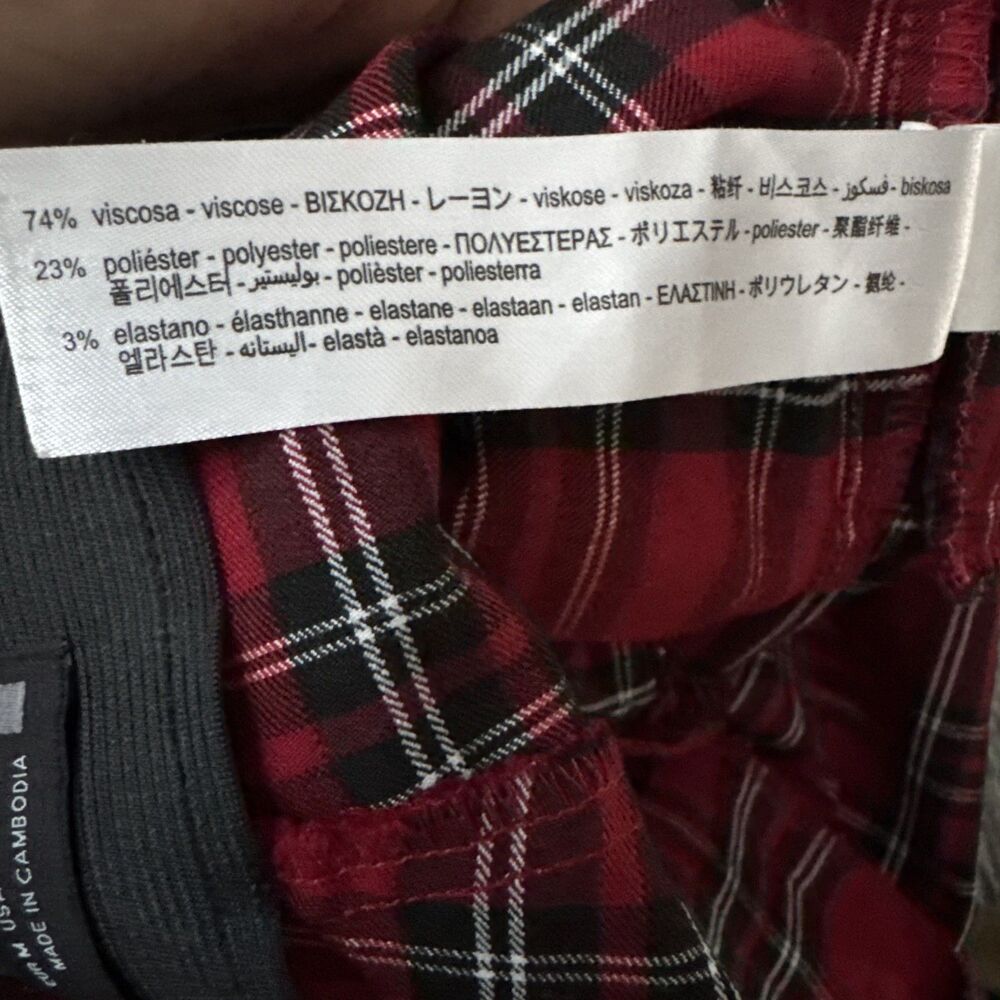 Zara Red Plaid Tartan Zipped Moto Skinny Pants Leggings Size M Grunge Punk Goth - Picture 7 of 10